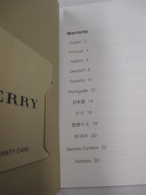 burberry warranty policy